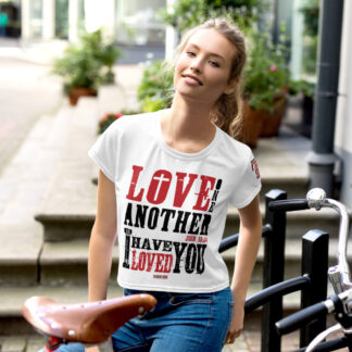 Love one another All-Over Print Crop Tee